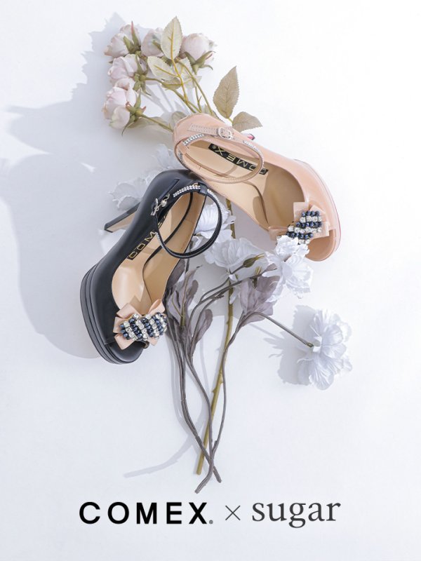 画像16: jewelsコラボ商品【COMEX】2color/ 14cmヒール/ ビジューバックル/ アンクルストラップ付き/ オープントゥパンプス[OF02]