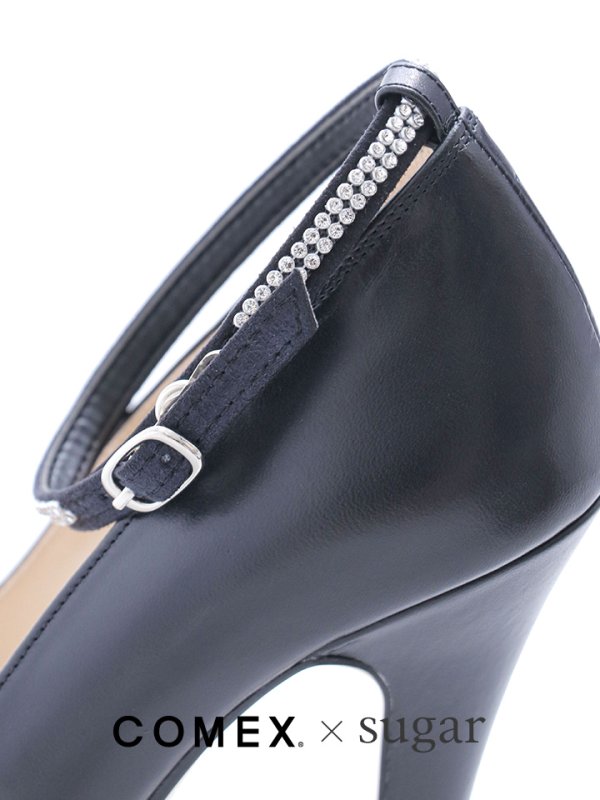 画像13: jewelsコラボ商品【COMEX】2color/ 14cmヒール/ ビジューバックル/ アンクルストラップ付き/ オープントゥパンプス[OF02]