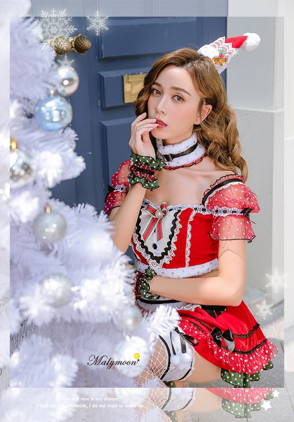 画像7: 【即日発送】【クリスマスコスプレ7点セット】【Malymoon/マリームーン】パフスリーブサンタクロース[OF03]