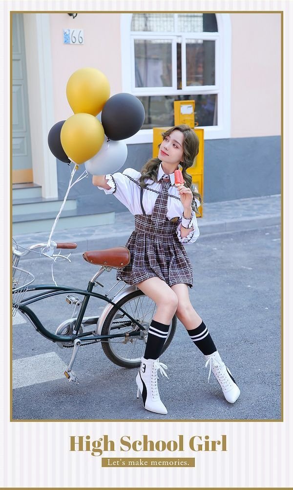 画像9: 【即日発送】オフショル女子高生/ミニスカJK《ハロウィンコスプレ8点セット》【Malymoon/マリームーン】[YMT]