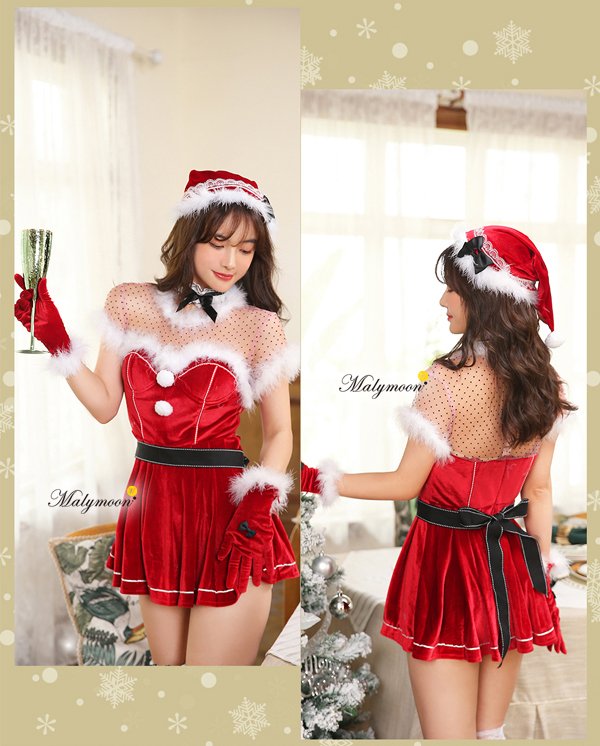 画像9: 【即日発送】【クリスマスコスプレ7点セット】【Malymoon/マリームーン】ドットレースサンタ【フリーサイズ/1カラー】[OF03]