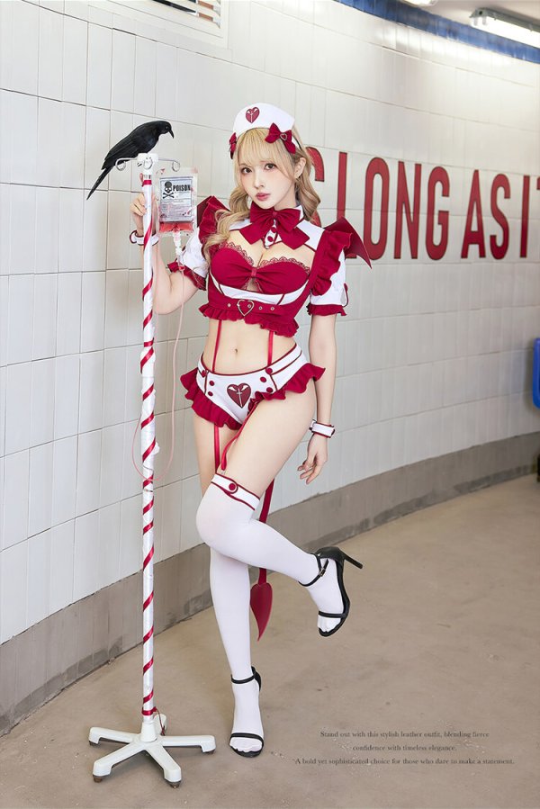 画像3: 【送料無料！】【ハロウィン】ポイズンルージュサキュバスナース【コスプレ13点SET】【Fサイズ】[OF03]モデル着用