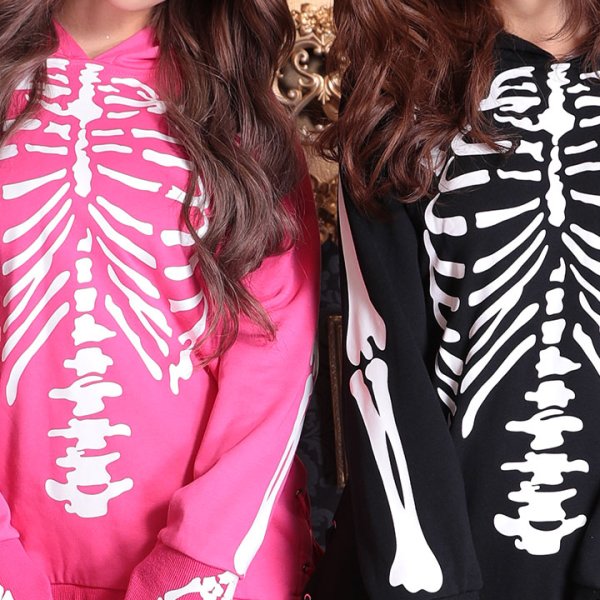 画像6: 【SALE!!】【即日発送】スカルプリントパーカーコスプレ【ハロウィン】【S-XLサイズ/2カラー】(7108sockSB B-W) [HC03]