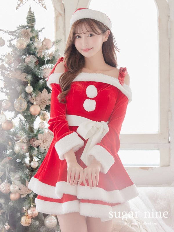 画像7: 【一部予約 / 11月中旬発送予定】【sugar nine サンタコス 4点セット】【XS-XLサイズ/8カラー】グリッターリボン2段フレアサンタコスプレ[YMT]