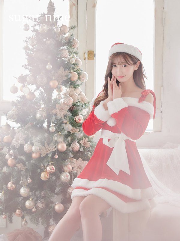 画像8: 【一部予約 / 11月中旬発送予定】【sugar nine サンタコス 4点セット】【XS-XLサイズ/8カラー】グリッターリボン2段フレアサンタコスプレ[YMT]