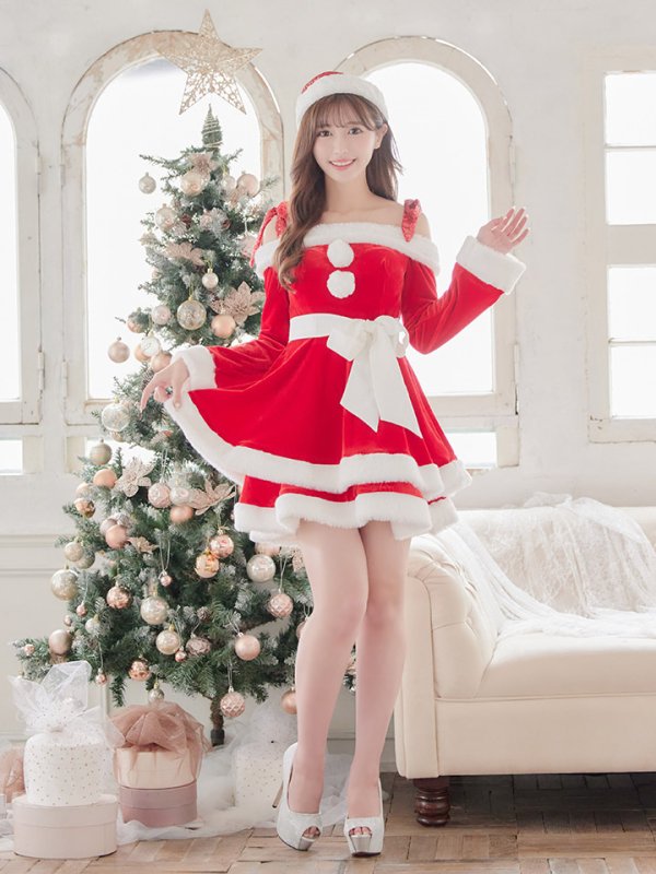 画像10: 【一部予約 / 11月中旬発送予定】【sugar nine サンタコス 4点セット】【XS-XLサイズ/8カラー】グリッターリボン2段フレアサンタコスプレ[YMT]