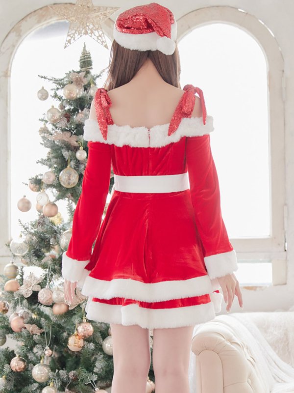 画像11: 【一部予約 / 11月中旬発送予定】【sugar nine サンタコス 4点セット】【XS-XLサイズ/8カラー】グリッターリボン2段フレアサンタコスプレ[YMT]