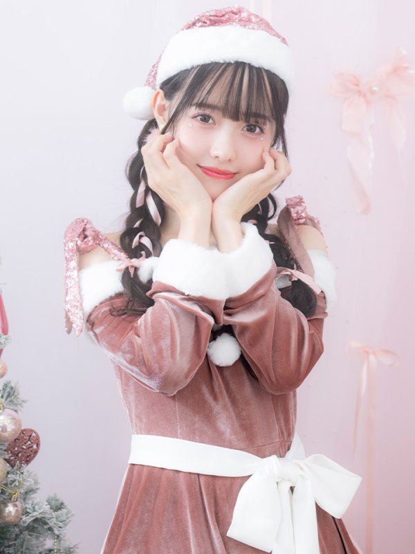 画像8: 【一部予約 / 11月中旬発送予定】【サンタコス 4点セット】【XS-XLサイズ/8カラー】グリッターリボン2段フレアサンタコスプレ[YMT]