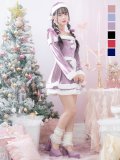 【即日発送！】【サンタコス 4点セット】【S-Lサイズ/6カラー】グリッターリボン2段フレアサンタコスプレ[YMT]