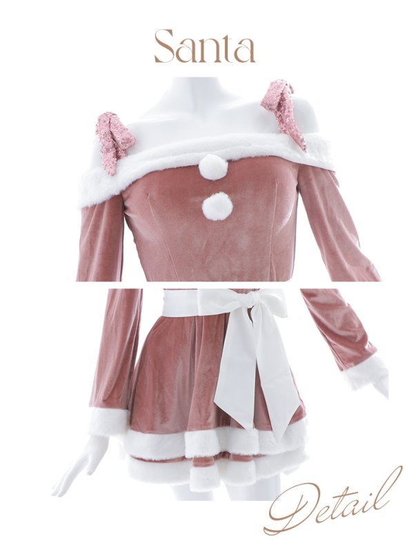 画像21: 【一部予約 / 11月中旬発送予定】【sugar nine サンタコス 4点セット】【XS-XLサイズ/8カラー】グリッターリボン2段フレアサンタコスプレ[YMT]