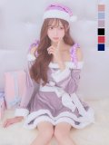 【即日発送！】【サンタコス 4点セット】【S-XLサイズ/6カラー】グリッターリボン2段フレアサンタコスプレ[YMT]