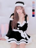【即日発送！】【サンタコス 4点セット】【S-XLサイズ/6カラー】グリッターリボン2段フレアサンタコスプレ[YMT]