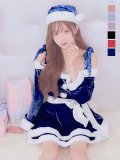 【即日発送！】【サンタコス 4点セット】【S-XLサイズ/6カラー】グリッターリボン2段フレアサンタコスプレ[YMT]