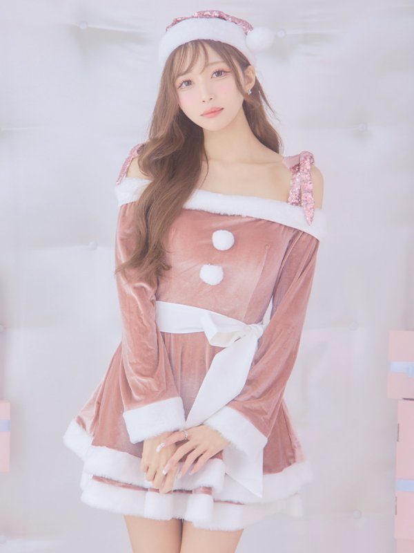 画像11: 【一部予約 / 11月中旬発送予定】【サンタコス 4点セット】【XS-XLサイズ/8カラー】グリッターリボン2段フレアサンタコスプレ[YMT]