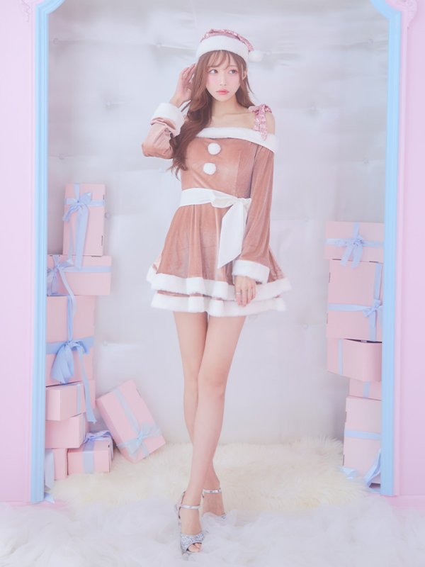 画像15: 【一部予約 / 11月中旬発送予定】【サンタコス 4点セット】【XS-XLサイズ/8カラー】グリッターリボン2段フレアサンタコスプレ[YMT]