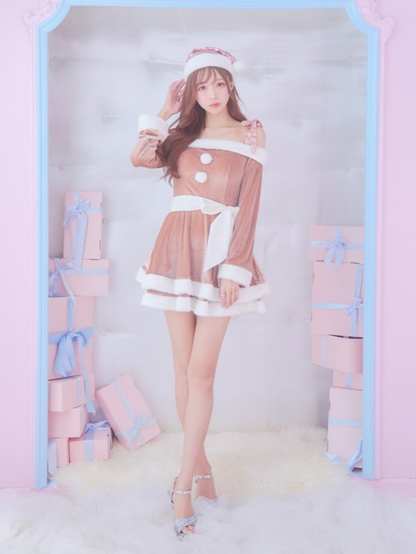 画像18: 【一部予約 / 11月中旬発送予定】【サンタコス 4点セット】【XS-XLサイズ/8カラー】グリッターリボン2段フレアサンタコスプレ[YMT]