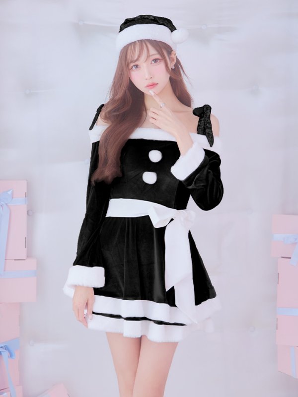 画像26: 【一部予約 / 11月中旬発送予定】【サンタコス 4点セット】【XS-XLサイズ/8カラー】グリッターリボン2段フレアサンタコスプレ[YMT]