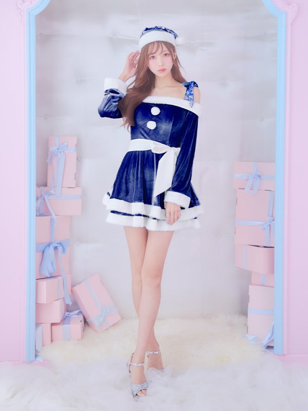 画像29: 【一部予約 / 11月中旬発送予定】【サンタコス 4点セット】【XS-XLサイズ/8カラー】グリッターリボン2段フレアサンタコスプレ[YMT]