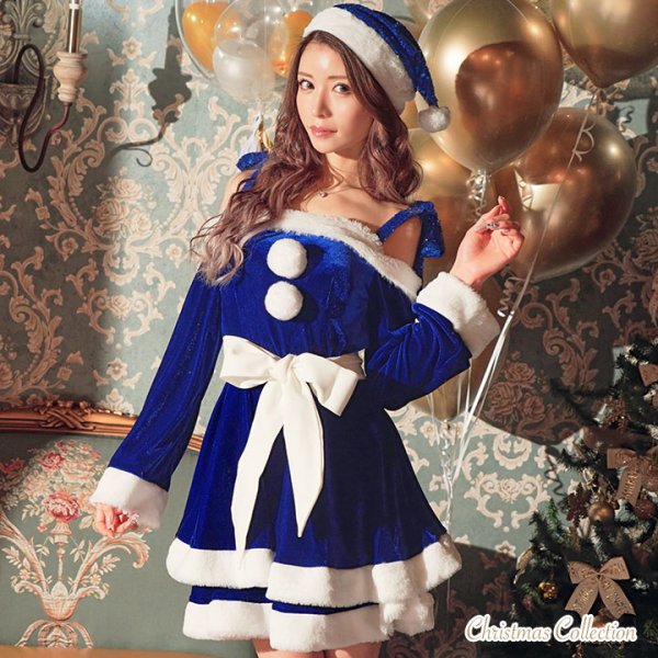 画像12: 【一部予約 / 11月中旬発送予定】【sugar nine サンタコス 4点セット】【XS-XLサイズ/8カラー】グリッターリボン2段フレアサンタコスプレ[YMT]