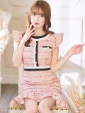 SALE!ツイードマーメイドスカートドレス/ボーダー柄/谷間隠し/背中隠し/ノースリーブ/フリル袖/ミニドレス/キャバドレス 【S-Lサイズ/1カラー】[OF04-X] 【SB】dzw