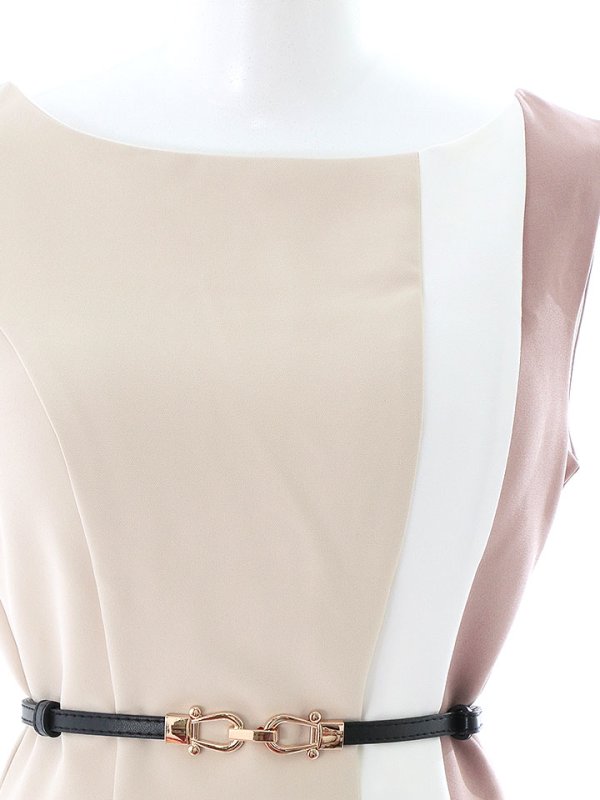 画像16: SALE!トリコロールカラーノースリーブドレス/無地/ノースリーブ/ベルト/胸元隠し/背中隠し/タイト/ミディアム/キャバドレス/ミニドレス【S-Lサイズ/2カラー】[OF01] 【SB】dzw