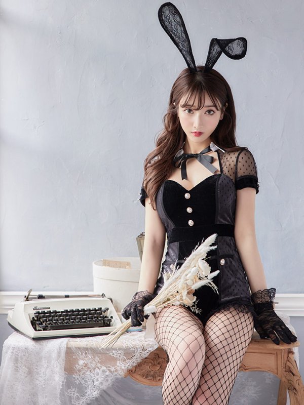 画像10: 【即日発送】ブラックドットレースバニーコスプレ【sugar nineハロウィン5点セット】【XS-Lサイズ/1カラー】[HC03/HC03]