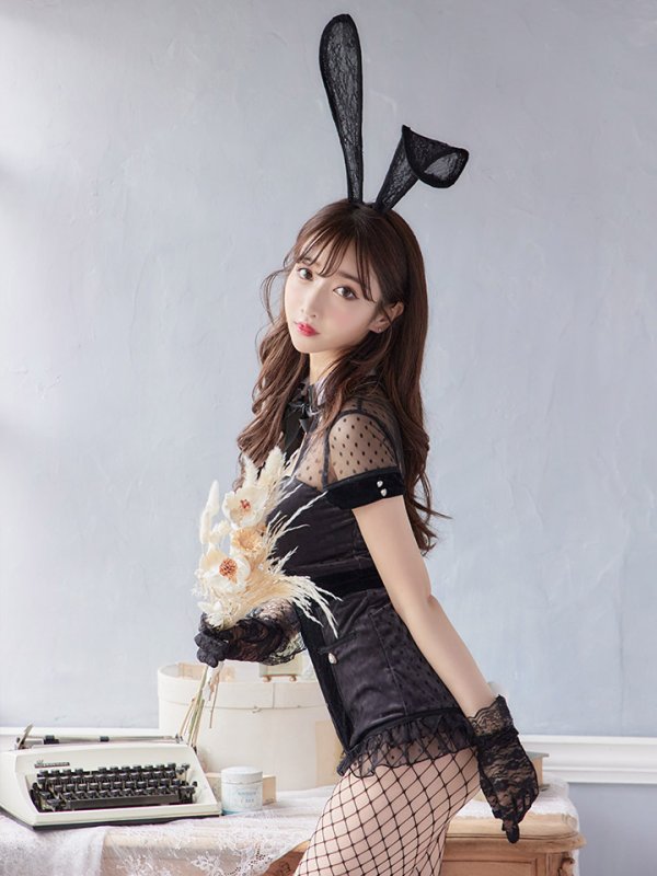 画像11: 【即日発送】ブラックドットレースバニーコスプレ【sugar nineハロウィン5点セット】【XS-Lサイズ/1カラー】[HC03/HC03]