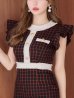 画像8: SALE!フリルショルダーチェックタイトドレス/チェック柄/肩フリル/胸元隠し/背中隠し/ミディアムドレス/キャバドレス【XS-Lサイズ/1カラー】[OF04-X] 【SB】dzw