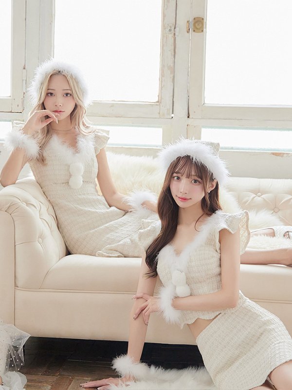 画像4: 【即日発送】ツイード/ セットアップ/ マーメイドミニドレスサンタ【sugar nine サンタコス】[YMT]