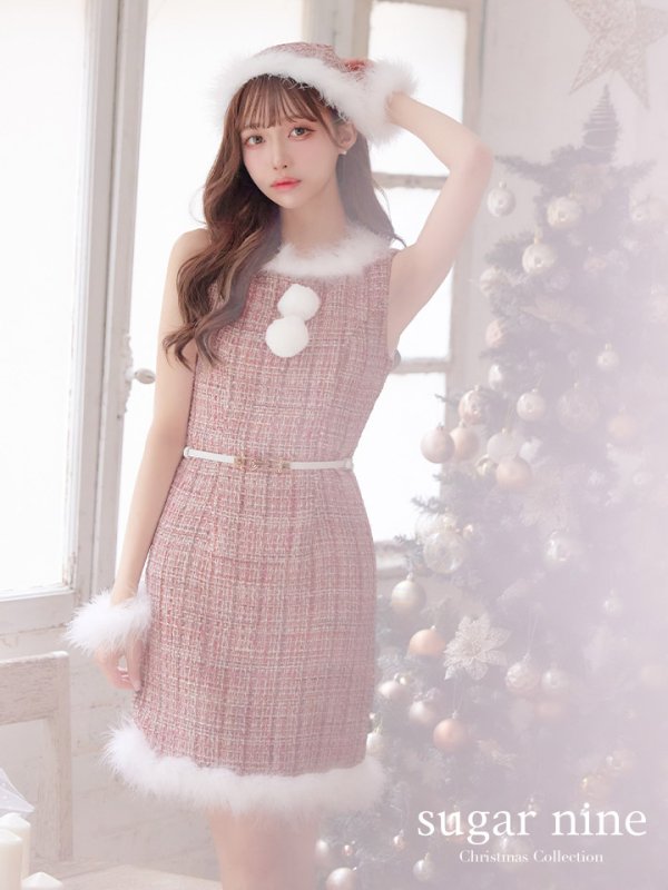 画像3: 【サンタセール！】ミディアム丈/ ツイード/ ワンピースタイトサンタ【sugar nine サンタコス 5点セット】【XS-XLサイズ/3カラー】[YMT]