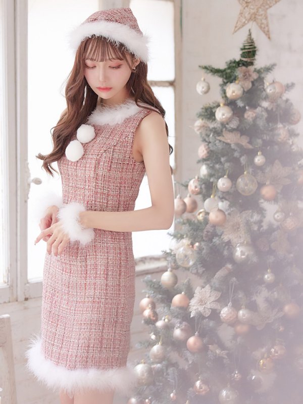 画像9: 【サンタセール！】ミディアム丈/ ツイード/ ワンピースタイトサンタ【sugar nine サンタコス 5点セット】【XS-XLサイズ/3カラー】[YMT]