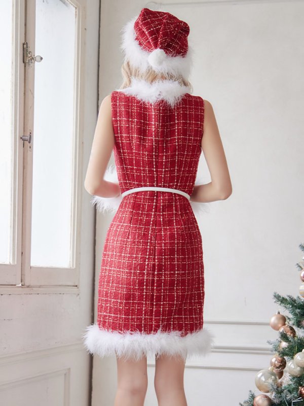 画像16: 【サンタセール！】ミディアム丈/ ツイード/ ワンピースタイトサンタ【sugar nine サンタコス 5点セット】【XS-XLサイズ/3カラー】[YMT]
