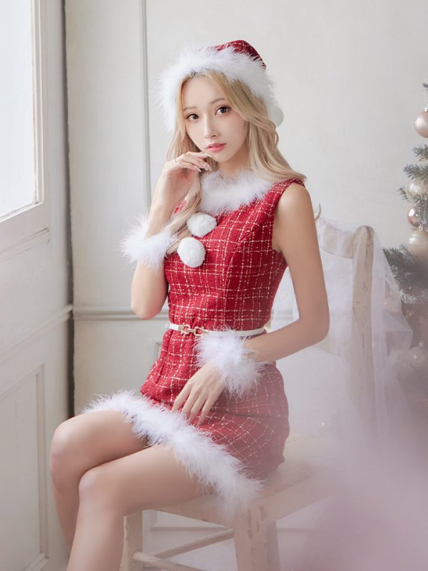 画像18: 【サンタセール！】ミディアム丈/ ツイード/ ワンピースタイトサンタ【sugar nine サンタコス 5点セット】【XS-XLサイズ/3カラー】[YMT]