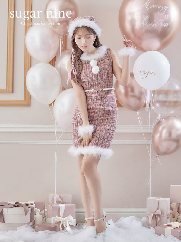 画像21: 【サンタセール！】ミディアム丈/ ツイード/ ワンピースタイトサンタ【sugar nine サンタコス 5点セット】【XS-XLサイズ/3カラー】[YMT]