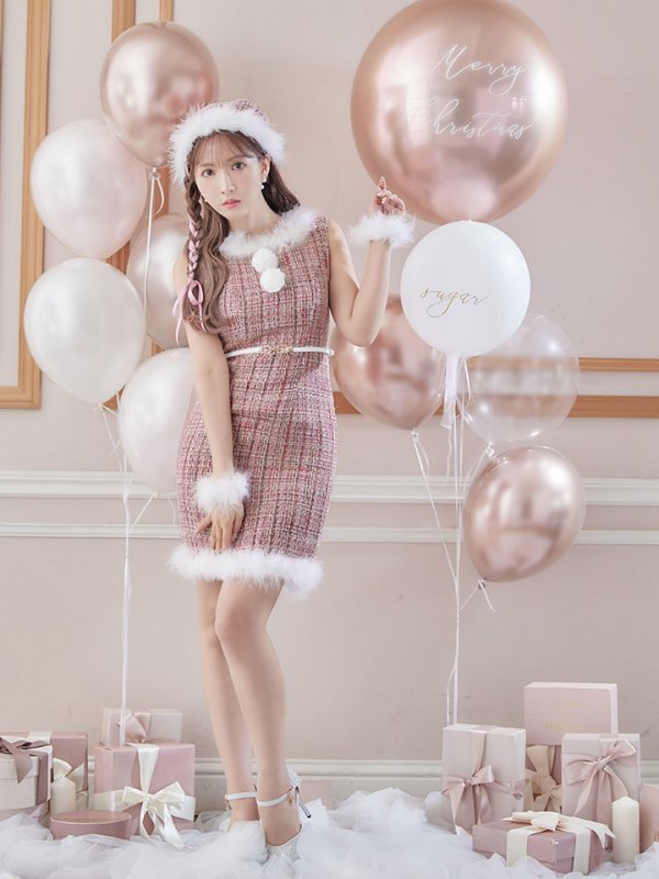 画像24: 【サンタセール！】ミディアム丈/ ツイード/ ワンピースタイトサンタ【sugar nine サンタコス 5点セット】【XS-XLサイズ/3カラー】[YMT]