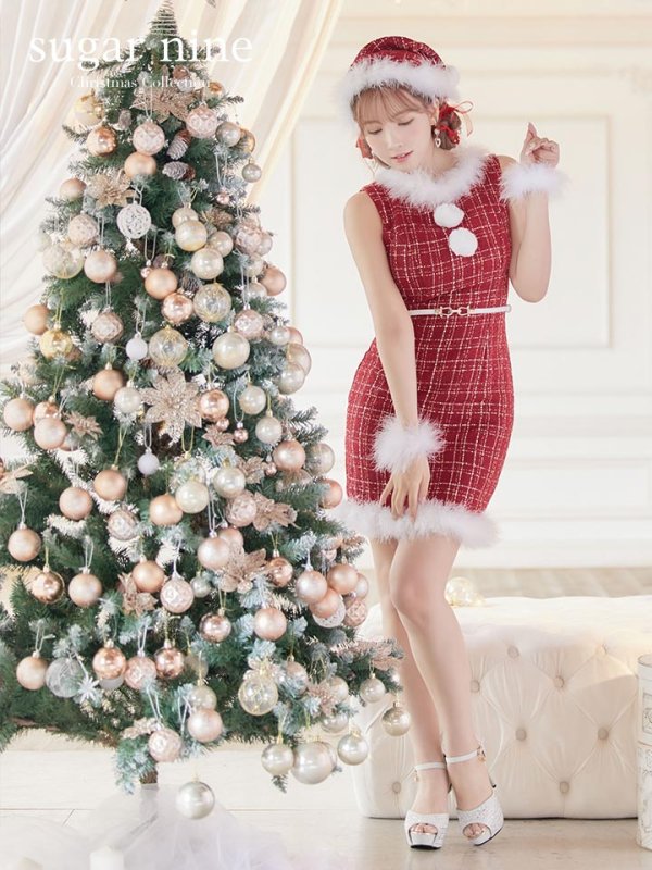 画像13: 【サンタセール！】ミディアム丈/ ツイード/ ワンピースタイトサンタ【sugar nine サンタコス 5点セット】【XS-XLサイズ/3カラー】[YMT]