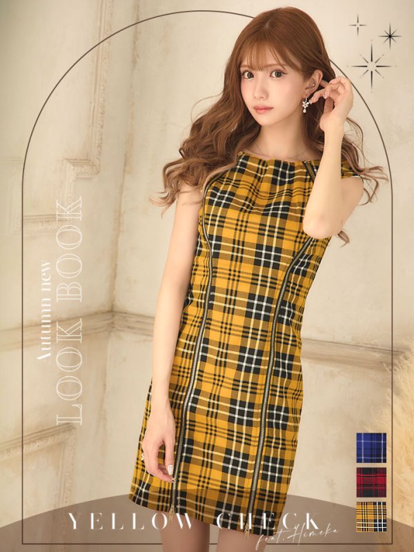 画像5: SALE!タータンチェックタイトドレス/ノースリーブ/ファスナー/胸元隠し/背中隠し/タイト/ミニドレス/キャバドレス/パッド無し/ワンピース 【XS-Lサイズ/3カラー】[OF01A]【SB】dzw