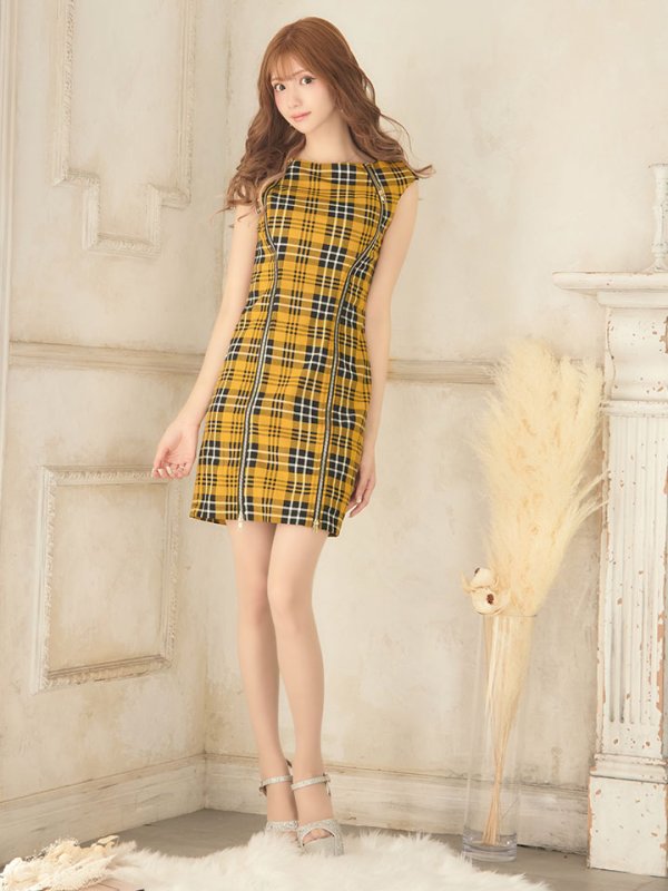 画像17: SALE!タータンチェックタイトドレス/ノースリーブ/ファスナー/胸元隠し/背中隠し/タイト/ミニドレス/キャバドレス/パッド無し/ワンピース 【XS-Lサイズ/3カラー】[OF01A]【SB】dzw