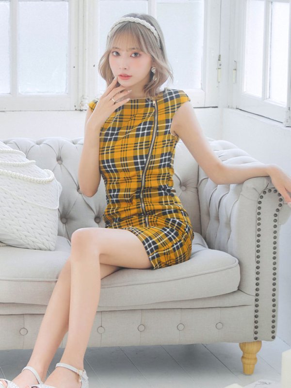 画像10: SALE!タータンチェックタイトドレス/ノースリーブ/ファスナー/胸元隠し/背中隠し/タイト/ミニドレス/キャバドレス/パッド無し/ワンピース 【XS-Lサイズ/3カラー】[OF01A]【SB】dzw