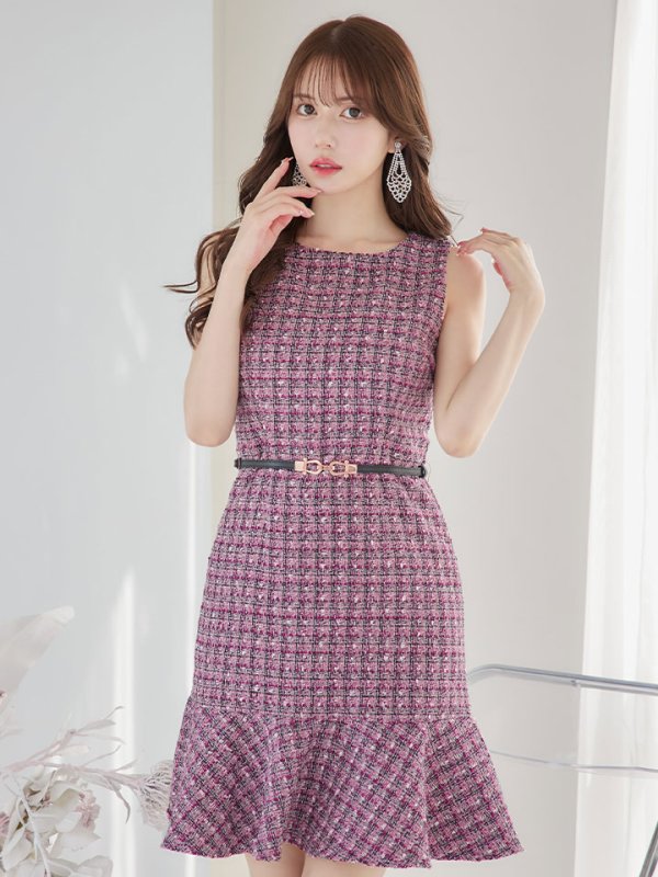 画像5: SALE!【新色登場！】ノースリーブツイードドレス/胸元隠し/背中隠し/ミニドレス/キャバドレス/パッド無し/ワンピース【XS-Lサイズ/3カラー】[HC02-X] 【SB】