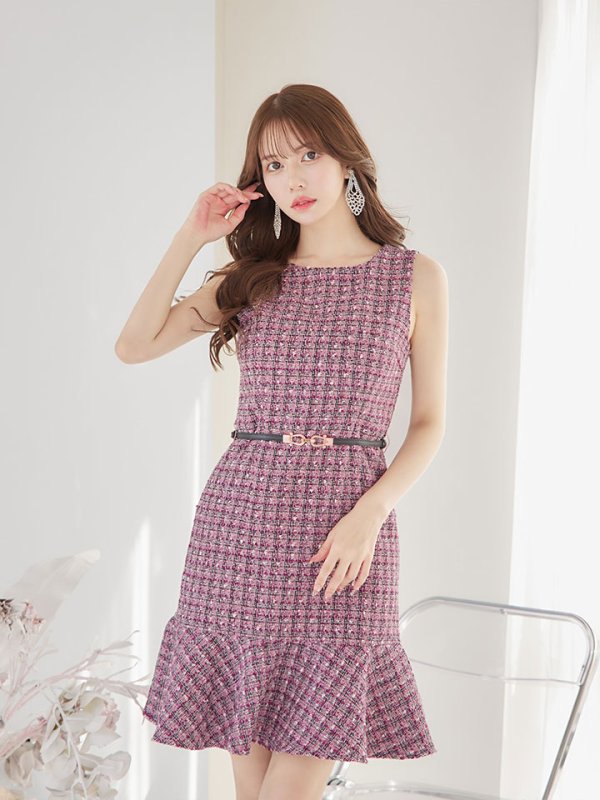 画像9: SALE!【新色登場！】ノースリーブツイードドレス/胸元隠し/背中隠し/ミニドレス/キャバドレス/パッド無し/ワンピース【XS-Lサイズ/3カラー】[HC02-X] 【SB】