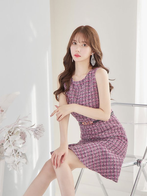 画像11: SALE!【新色登場！】ノースリーブツイードドレス/胸元隠し/背中隠し/ミニドレス/キャバドレス/パッド無し/ワンピース【XS-Lサイズ/3カラー】[HC02-X] 【SB】