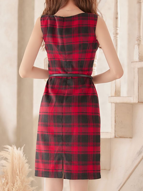 画像7: SALE!ギンガムチェックドレス/ノースリーブ/胸元隠し/背中隠し/ミニドレス/キャバドレス/ワンピース【S-Lサイズ/1カラー】[OF01] 【SB】