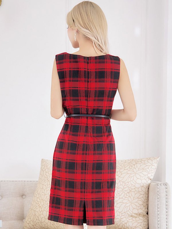 画像6: SALE!ギンガムチェックドレス/ノースリーブ/胸元隠し/背中隠し/ミニドレス/キャバドレス/ワンピース【S-Lサイズ/1カラー】[OF01] 【SB】