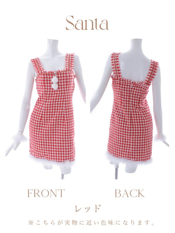 画像39: 【サンタセール！】【サンタコス 4点セット】【XS-XLサイズ/2カラー】チェーンモチーフフロントジップタイトドレスサンタコスプレ[YMT]