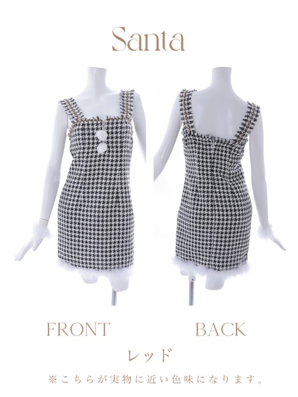 画像43: 【サンタセール！】【サンタコス 4点セット】【XS-XLサイズ/2カラー】チェーンモチーフフロントジップタイトドレスサンタコスプレ[YMT]