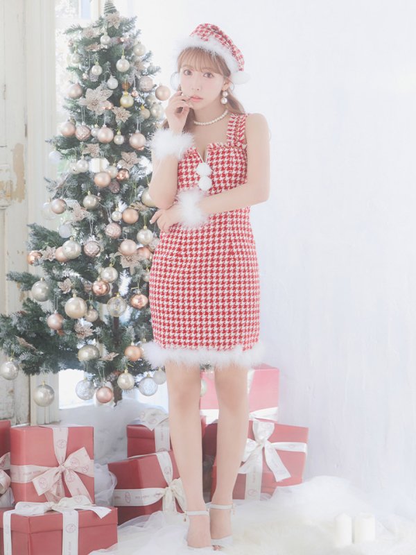 画像8: SALE!【サンタコス 4点セット】【XS-XLサイズ/2カラー】チェーンジップタイトドレスサンタコスプレ[YMT]