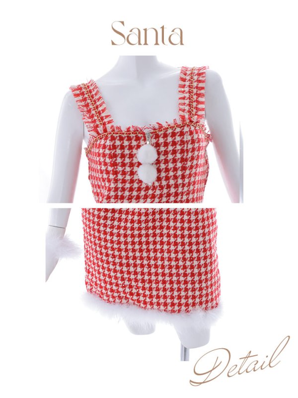 画像43: SALE!【サンタコス 4点セット】【XS-XLサイズ/2カラー】チェーンジップタイトドレスサンタコスプレ[YMT]