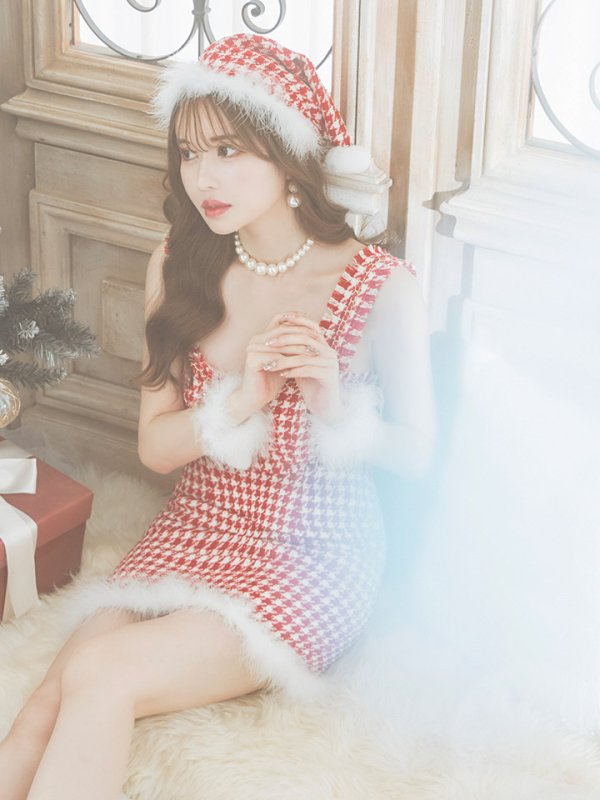 画像26: 【サンタセール！】【サンタコス 4点セット】【XS-XLサイズ/2カラー】チェーンモチーフフロントジップタイトドレスサンタコスプレ[YMT]