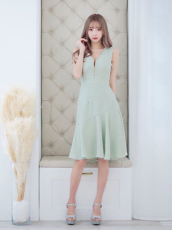 画像3: 【sifeel/シフィール】アシンメトリーフレアーワンピース/ジップアップ/ノースリーブ/背中隠し/パッド無し/ミディアムドレス/キャバドレス 【S-Lサイズ/2カラー】[OF01] 【SB】dzw